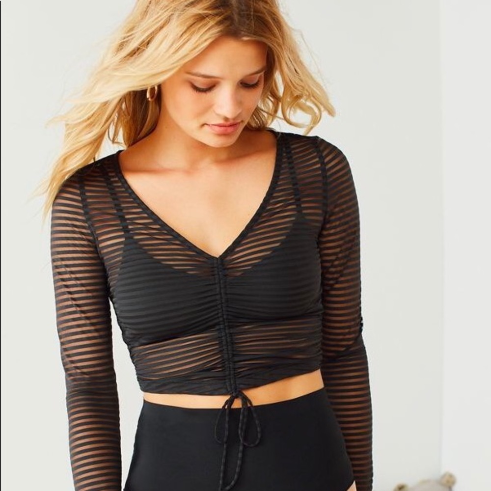 Urban Outfitters Tyra Cinched Mesh Crop Top